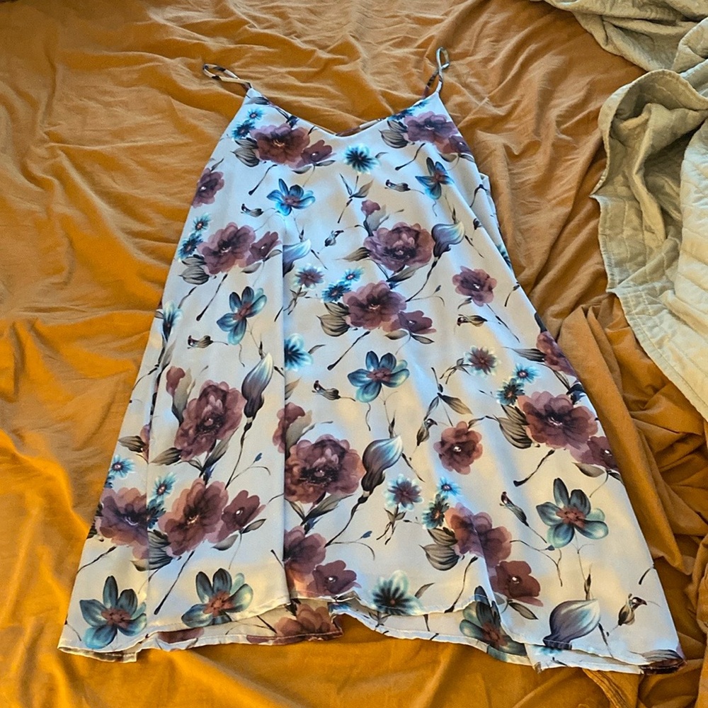 Peach Love California Floral Silk Dress